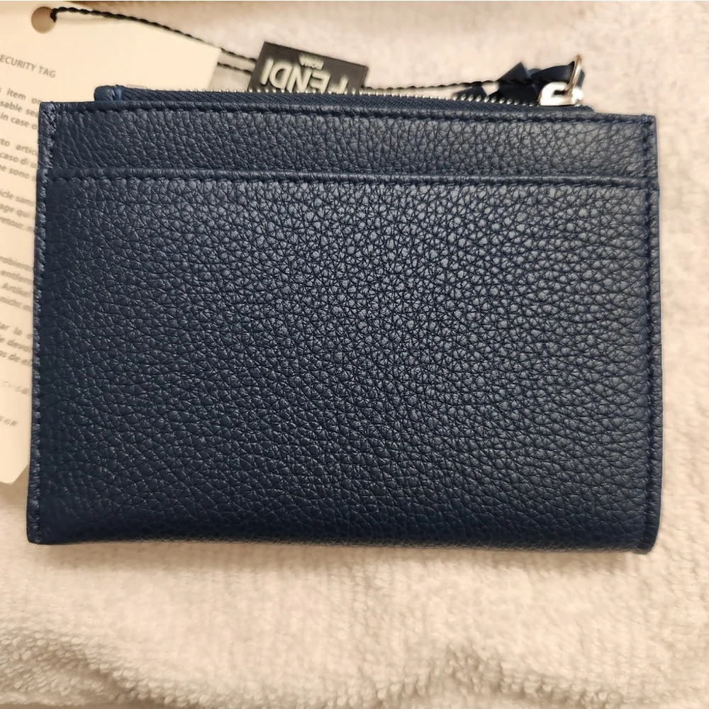 NWT Fendi Blue Leather Card Holder